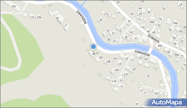 Szczawnica, Zawodzie, 16, mapa Szczawnica