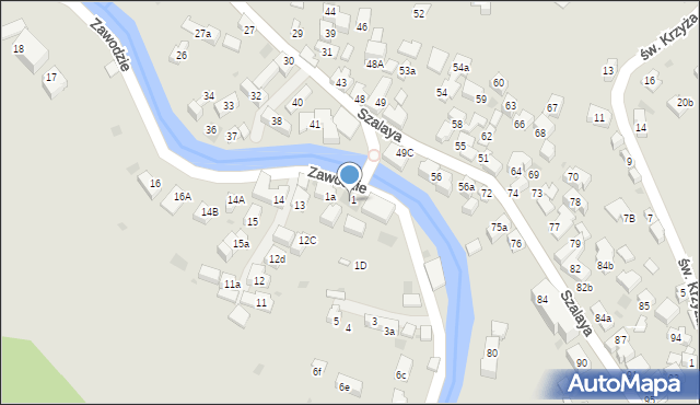 Szczawnica, Zawodzie, 1b, mapa Szczawnica