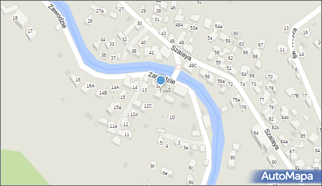 Szczawnica, Zawodzie, 1c, mapa Szczawnica