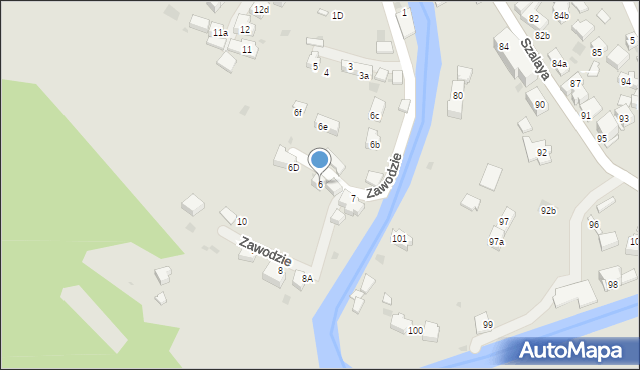 Szczawnica, Zawodzie, 6, mapa Szczawnica