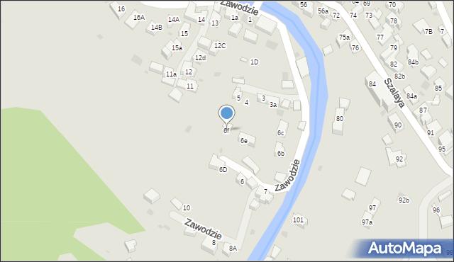 Szczawnica, Zawodzie, 6f, mapa Szczawnica