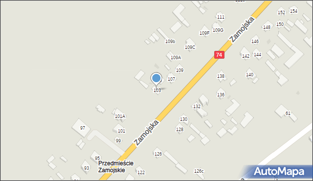 Szczebrzeszyn, Zamojska, 103, mapa Szczebrzeszyn