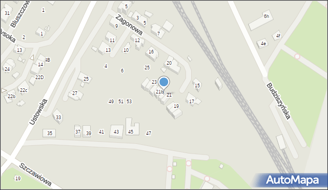 Szczecin, Zagonowa, 21a, mapa Szczecina