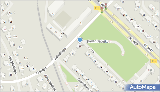 Szczecin, Zaleskiego Bohdana, 11, mapa Szczecina