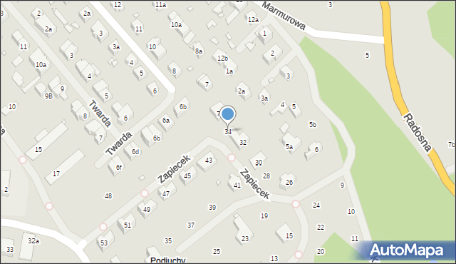 Szczecin, Zapiecek, 34, mapa Szczecina