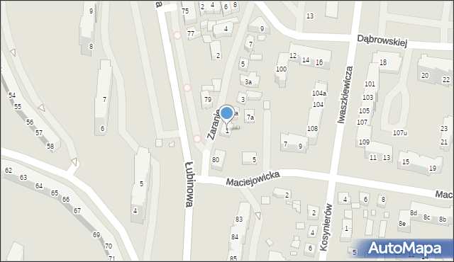 Szczecin, Zaranie, 1, mapa Szczecina