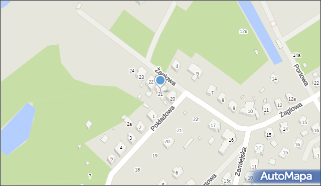 Szczecin, Żaglowa, 21, mapa Szczecina