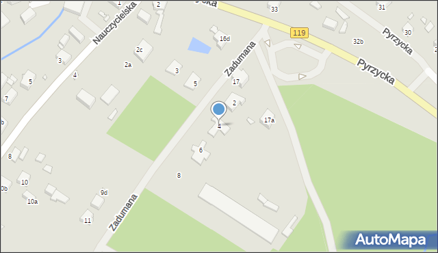 Szczecin, Zadumana, 4, mapa Szczecina