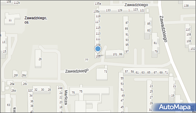 Szczecin, Zawadzkiego Tadeusza, 105, mapa Szczecina