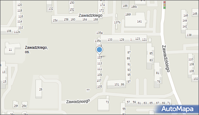 Szczecin, Zawadzkiego Tadeusza, 115, mapa Szczecina