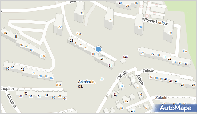 Szczecin, Zakole, 17, mapa Szczecina