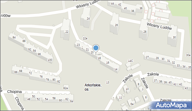 Szczecin, Zakole, 19, mapa Szczecina