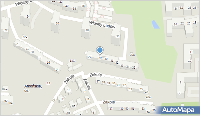 Szczecin, Zakole, 29, mapa Szczecina