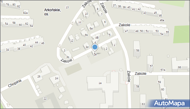 Szczecin, Zakole, 2a, mapa Szczecina