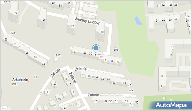Szczecin, Zakole, 31, mapa Szczecina