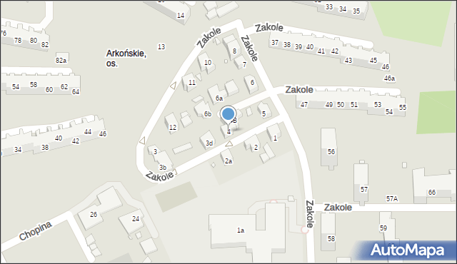 Szczecin, Zakole, 4, mapa Szczecina