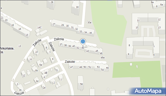 Szczecin, Zakole, 42, mapa Szczecina