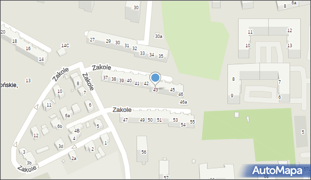Szczecin, Zakole, 43, mapa Szczecina