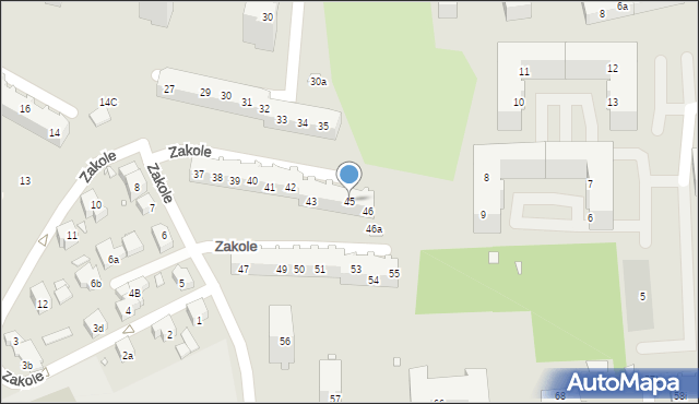 Szczecin, Zakole, 45, mapa Szczecina