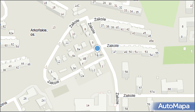 Szczecin, Zakole, 5, mapa Szczecina