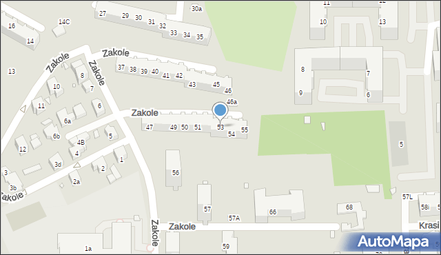 Szczecin, Zakole, 53, mapa Szczecina