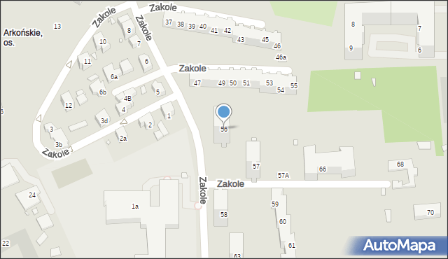 Szczecin, Zakole, 56, mapa Szczecina