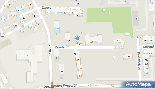 Szczecin, Zakole, 57A, mapa Szczecina