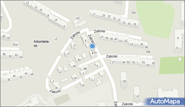 Szczecin, Zakole, 6, mapa Szczecina