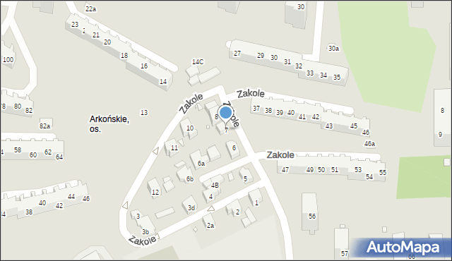 Szczecin, Zakole, 7, mapa Szczecina