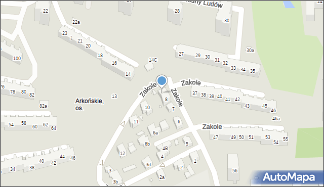 Szczecin, Zakole, 9, mapa Szczecina