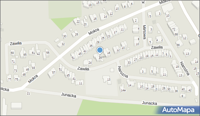 Szczecin, Zawiła, 20, mapa Szczecina