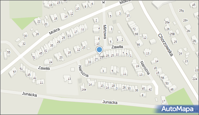 Szczecin, Zawiła, 25, mapa Szczecina