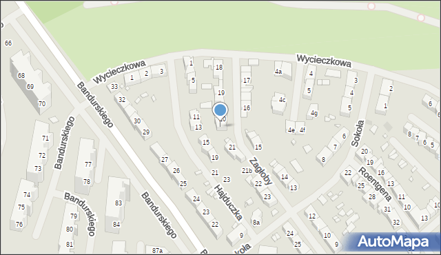 Szczecin, Zagłoby Jana Onufrego, 20a, mapa Szczecina