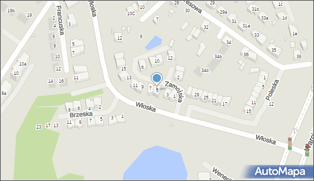 Szczecin, Zamojska, 5, mapa Szczecina