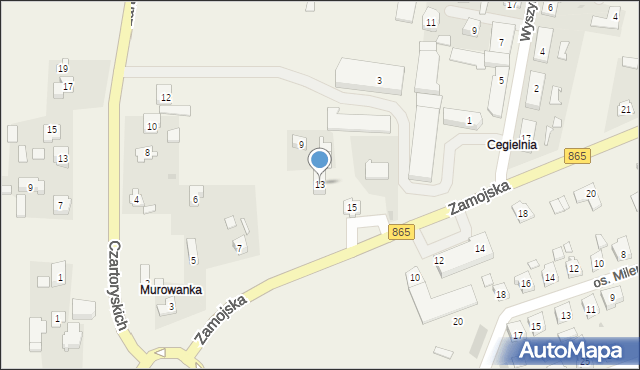 Szówsko, Zamojska, 13, mapa Szówsko