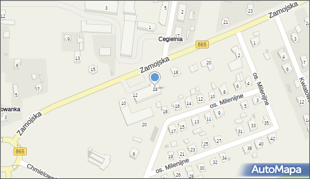 Szówsko, Zamojska, 14, mapa Szówsko