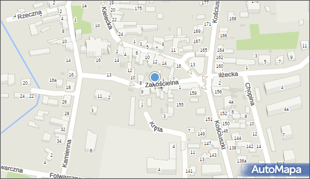 Szydłowiec, Zakościelna, 7, mapa Szydłowiec