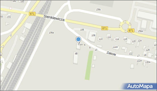 Tarnobrzeg, Zakole, 4A, mapa Tarnobrzegu