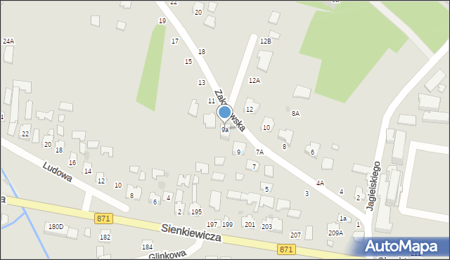 Tarnobrzeg, Zakrzowska, 9a, mapa Tarnobrzegu