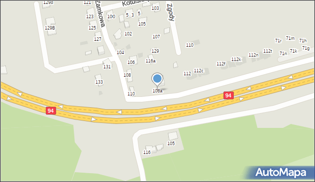 Tarnów, Zamkowa, 108a, mapa Tarnów