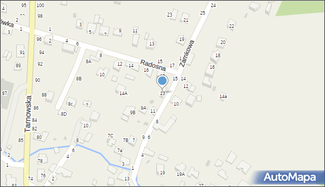 Tarnowiec, Zamkowa, 13, mapa Tarnowiec