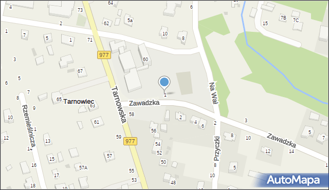 Tarnowiec, Zawadzka, 1, mapa Tarnowiec