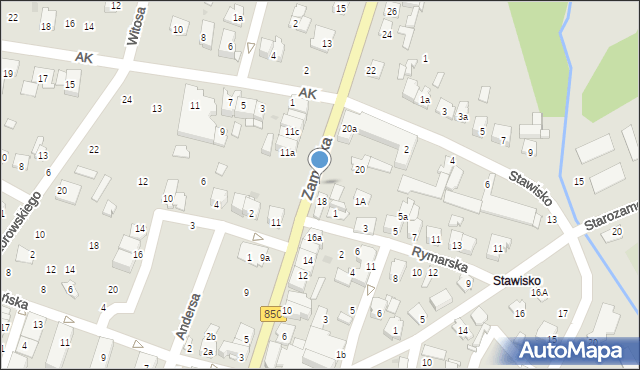 Tomaszów Lubelski, Zamojska, 18a, mapa Tomaszów Lubelski