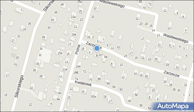 Tomaszów Lubelski, Zarzecze, 6, mapa Tomaszów Lubelski