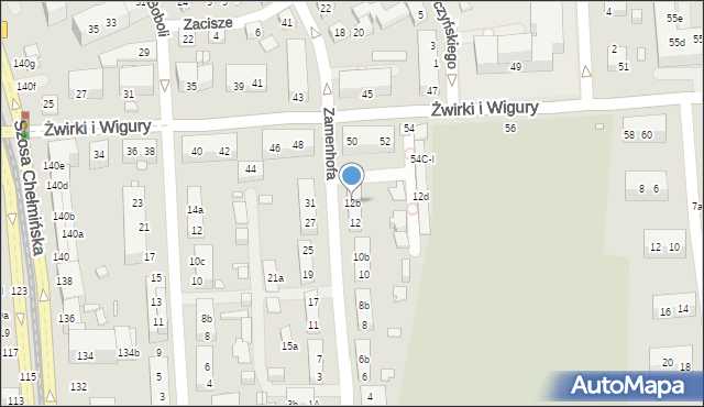 Toruń, Zamenhofa Ludwika, dr., 12b, mapa Torunia