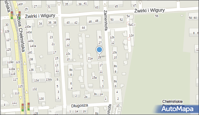 Toruń, Zamenhofa Ludwika, dr., 19, mapa Torunia