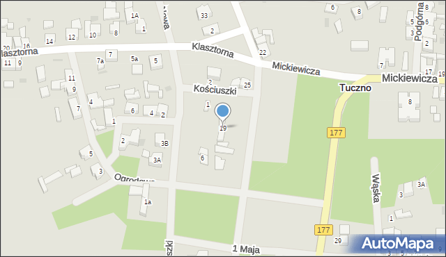Tuczno, Zamkowa, 19, mapa Tuczno