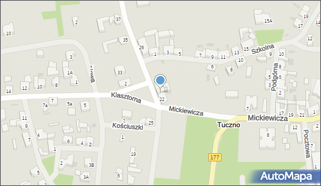 Tuczno, Zamkowa, 24, mapa Tuczno