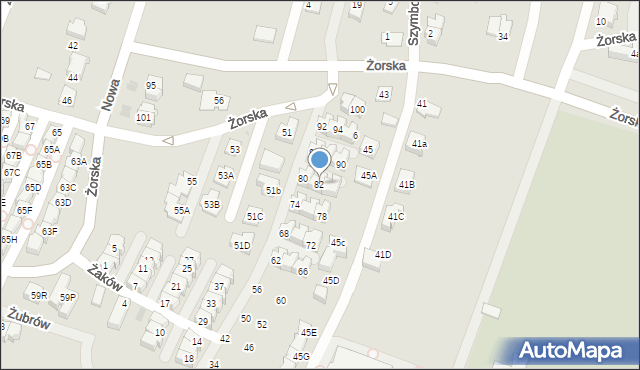 Tychy, Żaków, 82, mapa Tychów