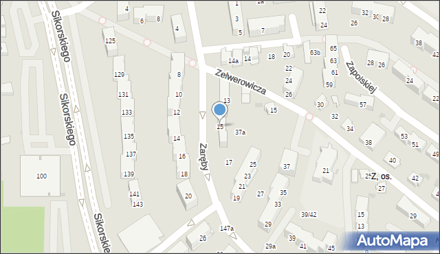 Tychy, Zaręby Rudolfa, 15, mapa Tychów